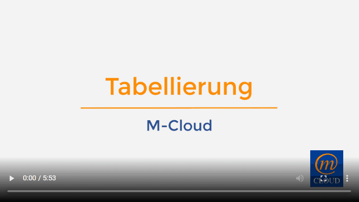 Screenshot Tabellierung in M-Cloud